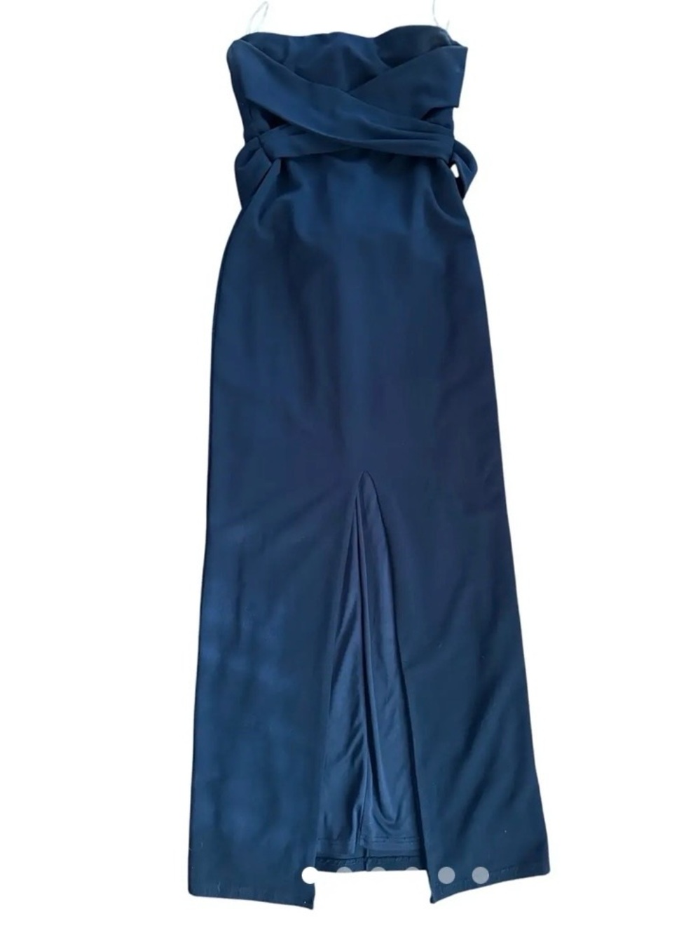Lulu's Strapless Midnight Navy Formal Gown with Front Slit